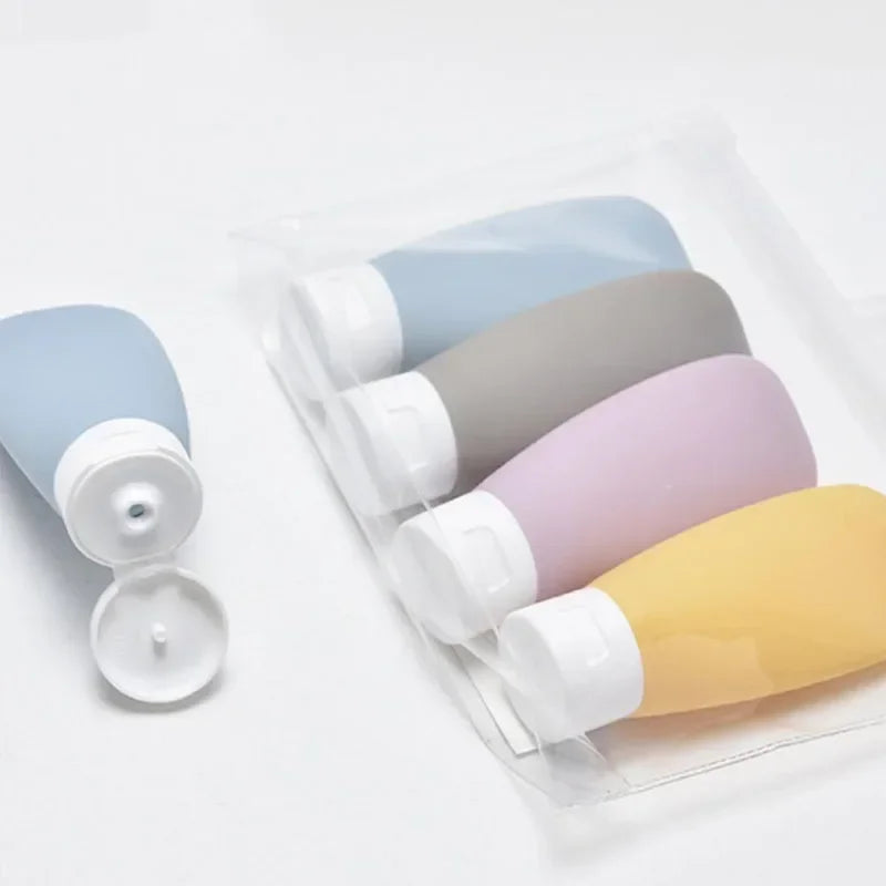 Silikon Reise-Flaschen (4er-Set, 60 ml) – Nachfüllbar, auslaufsicher & perfekt für unterwegs!